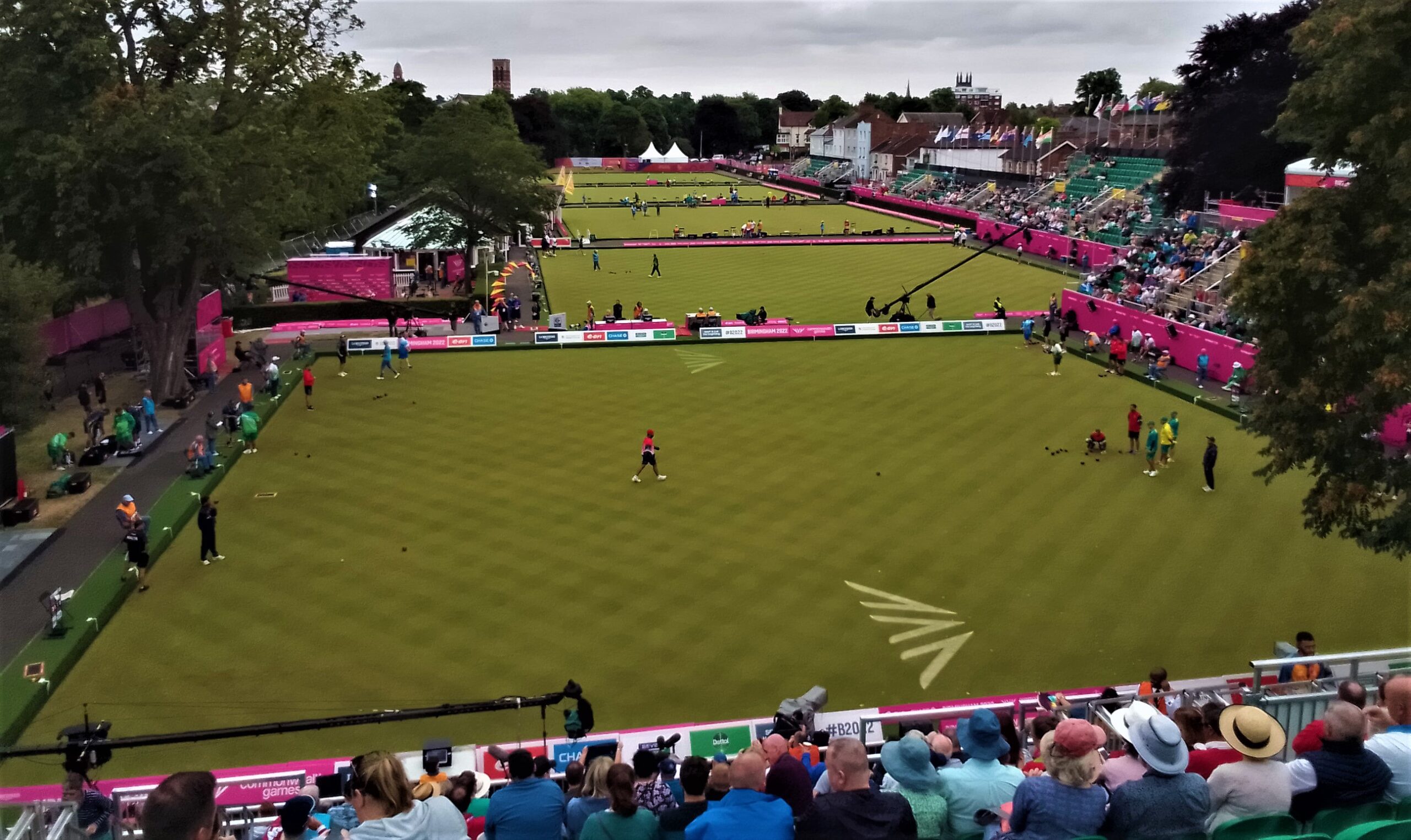 Lawn bowls action on a bowling green as Putul Sonowal wins India's first lawn bowls medal